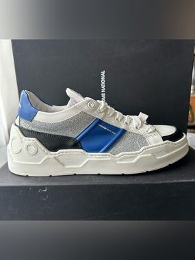 New Costume National women’s White, Blue & Silver Low-Top Sneaker size 41/11